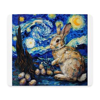 lapin de Pâques, Pâques, lapin, joyeuses Pâques, oeufs de Pâques - Tapis de souris (format paysage) - blanc - Devant