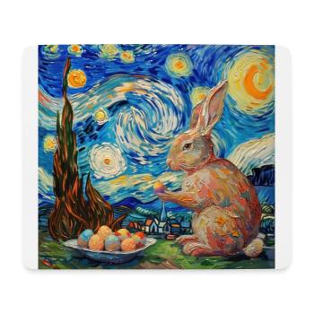 lapin de Pâques, Pâques, lapin, joyeuses Pâques, oeufs de Pâques - Tapis de souris (format paysage) - blanc - Devant