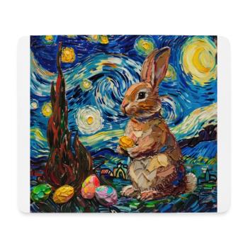 easter bunny, easter, bunny, happy easter, easter eggs - Mouse Pad (horizontal) - white - Front