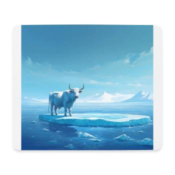 Vache sur la glace - Tapis de souris (format paysage) - blanc - Devant