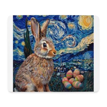 lapin de Pâques, Pâques, lapin, joyeuses Pâques, oeufs de Pâques - Tapis de souris (format paysage) - blanc - Devant