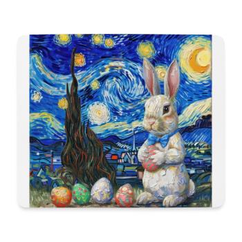 lapin de Pâques, Pâques, lapin, joyeuses Pâques, oeufs de Pâques - Tapis de souris (format paysage) - blanc - Devant