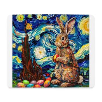 lapin de Pâques, Pâques, lapin, joyeuses Pâques, oeufs de Pâques - Tapis de souris (format paysage) - blanc - Devant