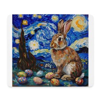 Osterhase, Ostern, Hase, frohe ostern, ostereier - Mousepad (Querformat) - Weiß - Vorne