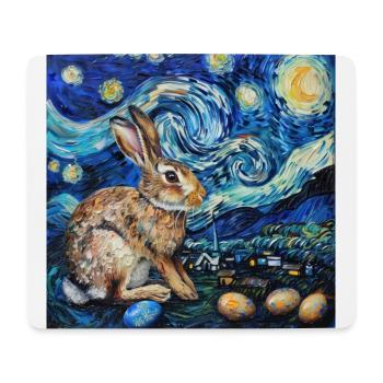 lapin de Pâques, Pâques, lapin, joyeuses Pâques, oeufs de Pâques - Tapis de souris (format paysage) - blanc - Devant