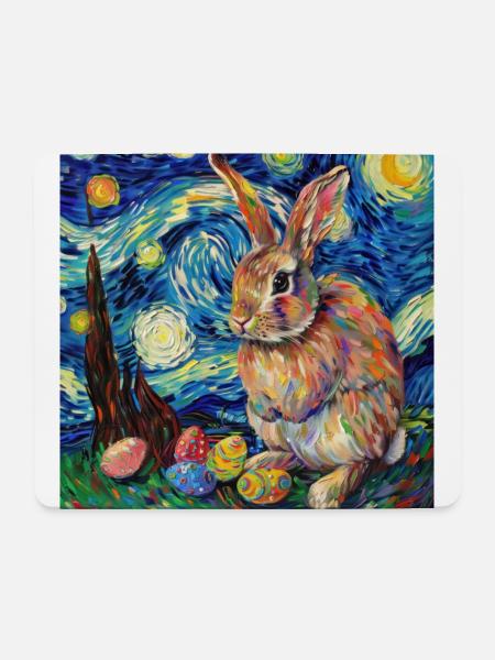 Osterhase, Ostern, Hase, frohe ostern, ostereier - Mousepad (Querformat) - Weiß