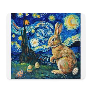 lapin de Pâques, Pâques, lapin, joyeuses Pâques, oeufs de Pâques - Tapis de souris (format paysage) - blanc - Devant