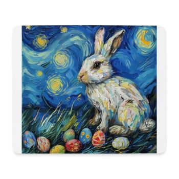 lapin de Pâques, Pâques, lapin, joyeuses Pâques, oeufs de Pâques - Tapis de souris (format paysage) - blanc - Devant