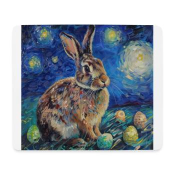 lapin de Pâques, Pâques, lapin, joyeuses Pâques, oeufs de Pâques - Tapis de souris (format paysage) - blanc - Devant