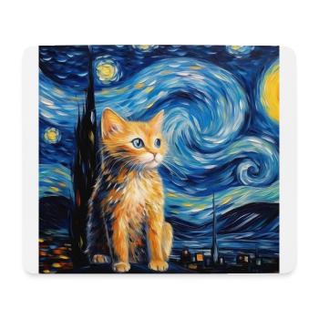 Chat, motif félin - Tapis de souris (format paysage) - blanc - Devant