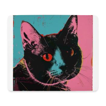 Chat, motif chat, pop art, cadeau, idée cadeau - Tapis de souris (format paysage) - blanc - Devant