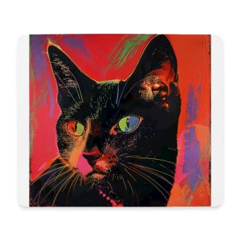 Chat, motif chat, pop art, cadeau, idée cadeau - Tapis de souris (format paysage) - blanc - Devant