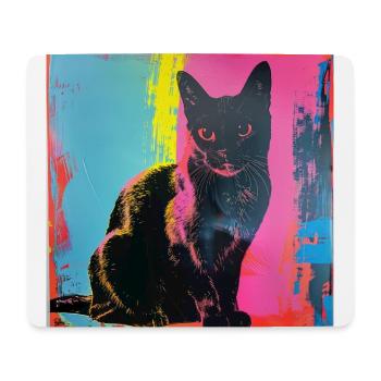 Chat, motif chat, pop art, cadeau, idée cadeau - Tapis de souris (format paysage) - blanc - Devant