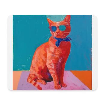 Chat, motif chat, pop art, cadeau, idée cadeau - Tapis de souris (format paysage) - blanc - Devant