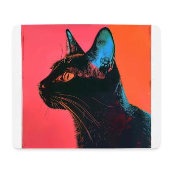Chat, motif chat, pop art, cadeau, idée cadeau - Tapis de souris (format paysage) - blanc - Devant