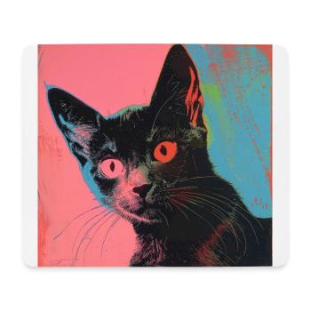 Chat, motif chat, pop art, cadeau, idée cadeau - Tapis de souris (format paysage) - blanc - Devant