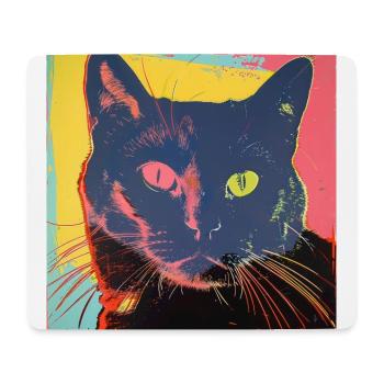 Chat, motif chat, pop art, cadeau, idée cadeau - Tapis de souris (format paysage) - blanc - Devant