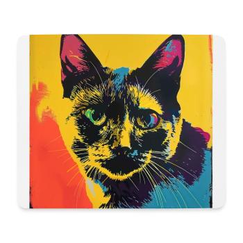 Chat, motif chat, pop art, cadeau, idée cadeau - Tapis de souris (format paysage) - blanc - Devant