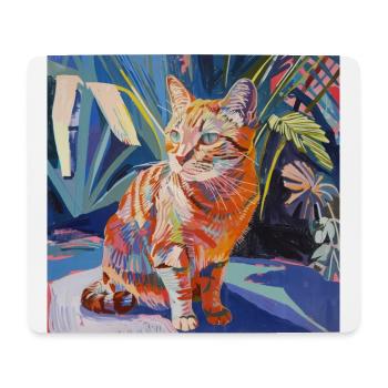 Chat, motif chat, pop art, cadeau, idée cadeau - Tapis de souris (format paysage) - blanc - Devant