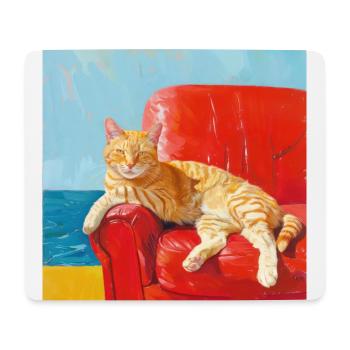 Chat, motif chat, pop art, cadeau, idée cadeau - Tapis de souris (format paysage) - blanc - Devant