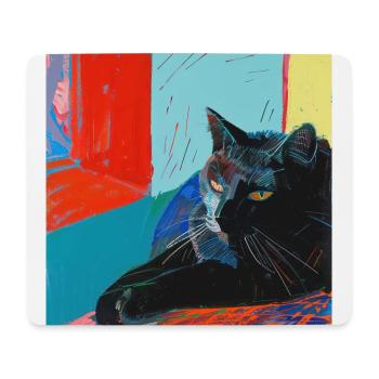 Chat, motif chat, pop art, cadeau, idée cadeau - Tapis de souris (format paysage) - blanc - Devant