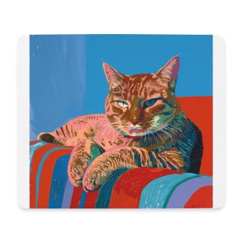 Chat, motif chat, pop art, cadeau, idée cadeau - Tapis de souris (format paysage) - blanc - Devant