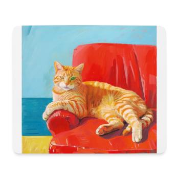 Chat, motif chat, pop art, cadeau, idée cadeau - Tapis de souris (format paysage) - blanc - Devant
