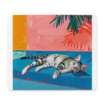 Chat, motif chat, pop art, cadeau, idée cadeau - Tapis de souris (format paysage) - blanc - Devant