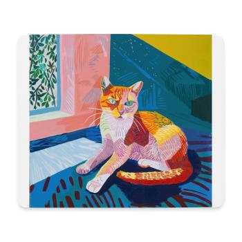 Chat, motif chat, pop art, cadeau, idée cadeau - Tapis de souris (format paysage) - blanc - Devant