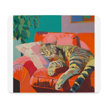Chat, motif chat, pop art, cadeau, idée cadeau - Tapis de souris (format paysage) - blanc - Devant