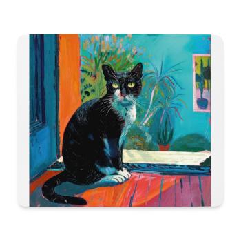 Chat, motif chat, pop art, cadeau, idée cadeau - Tapis de souris (format paysage) - blanc - Devant