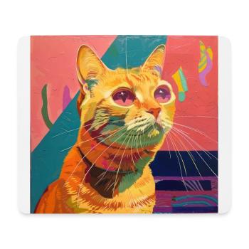 Chat, motif chat, pop art, cadeau, idée cadeau - Tapis de souris (format paysage) - blanc - Devant