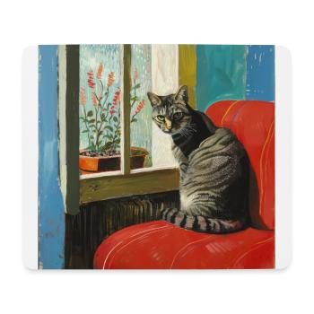 Chat, motif chat, pop art, cadeau, idée cadeau - Tapis de souris (format paysage) - blanc - Devant