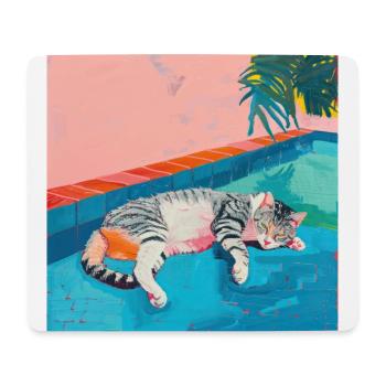 Chat, motif chat, pop art, cadeau, idée cadeau - Tapis de souris (format paysage) - blanc - Devant