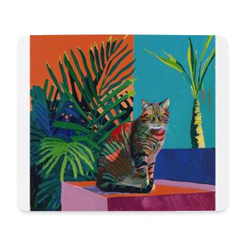 Chat, motif chat, pop art, cadeau, idée cadeau - Tapis de souris (format paysage) - blanc - Devant