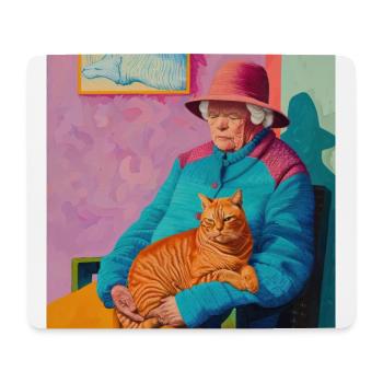 Chat, motif chat, pop art, cadeau, idée cadeau - Tapis de souris (format paysage) - blanc - Devant