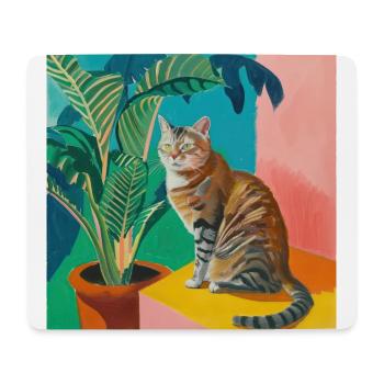 Chat, motif chat, pop art, cadeau, idée cadeau - Tapis de souris (format paysage) - blanc - Devant
