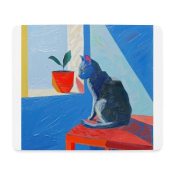 Chat, motif chat, pop art, cadeau, idée cadeau - Tapis de souris (format paysage) - blanc - Devant