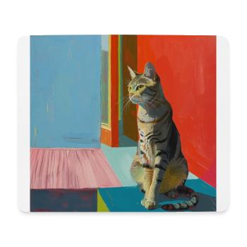 Chat, motif chat, pop art, cadeau, idée cadeau - Tapis de souris (format paysage) - blanc - Devant