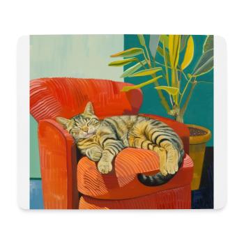 Chat, motif chat, pop art, cadeau, idée cadeau - Tapis de souris (format paysage) - blanc - Devant