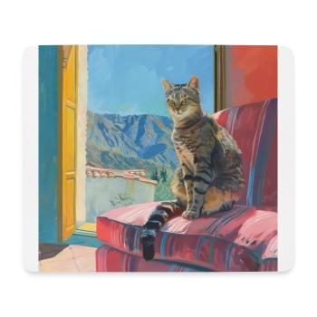 Chat, motif chat, pop art, cadeau, idée cadeau - Tapis de souris (format paysage) - blanc - Devant