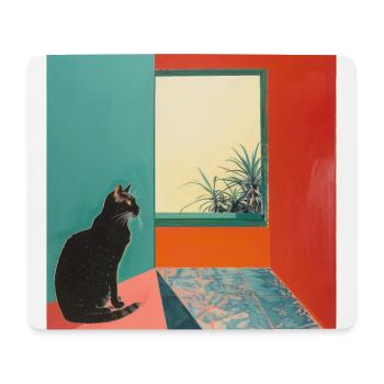 Chat, motif chat, pop art, cadeau, idée cadeau - Tapis de souris (format paysage) - blanc - Devant