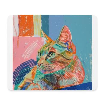 Chat, motif chat, pop art, cadeau, idée cadeau - Tapis de souris (format paysage) - blanc - Devant