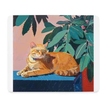 Chat, motif chat, pop art, cadeau, idée cadeau - Tapis de souris (format paysage) - blanc - Devant