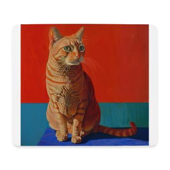 Chat, motif chat, pop art, cadeau, idée cadeau - Tapis de souris (format paysage) - blanc - Devant