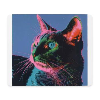 Chat, motif chat, pop art, cadeau, idée cadeau - Tapis de souris (format paysage) - blanc - Devant