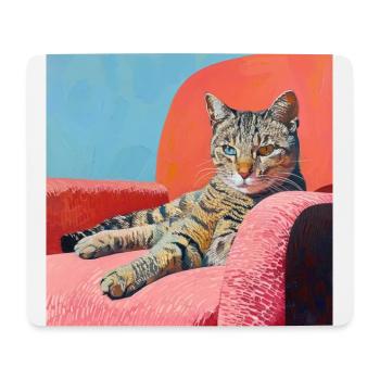 Chat, motif chat, pop art, cadeau, idée cadeau - Tapis de souris (format paysage) - blanc - Devant