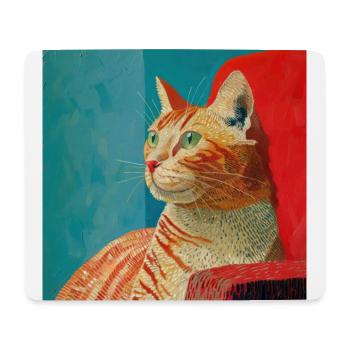 Chat, motif chat, pop art, cadeau, idée cadeau - Tapis de souris (format paysage) - blanc - Devant