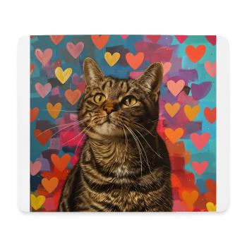 Chat, motif chat, pop art, cadeau, idée cadeau - Tapis de souris (format paysage) - blanc - Devant