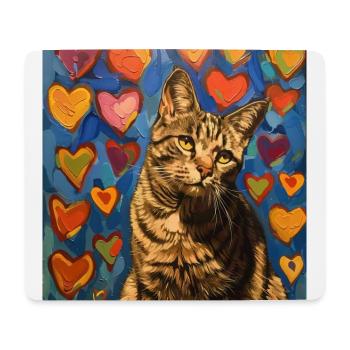 Chat, motif chat, pop art, cadeau, idée cadeau - Tapis de souris (format paysage) - blanc - Devant